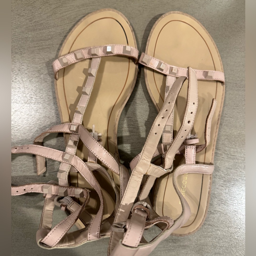 Rebecca Minkoff blush gladiator sandals.